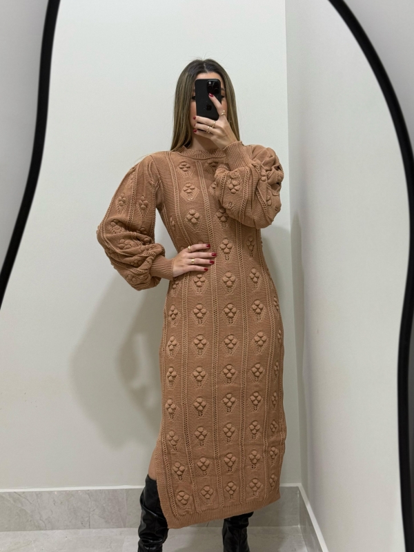 VESTIDO RELEVO PARIS - Bege novo