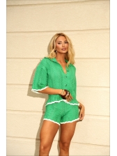 CONJUNTO SHORT LORETA - VERDE BANDEIRA COM BRANCO