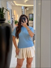 TSHIRT TRANÇA BIA - AZUL BEBE