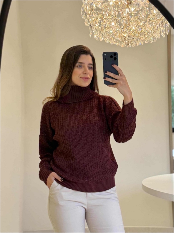 BLUSA GOLA ALTA LUMA - VINHO