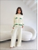 CONJUNTO ELISANGELA - OFF WHITE/ PRETO/ VERDE BANDEIRA