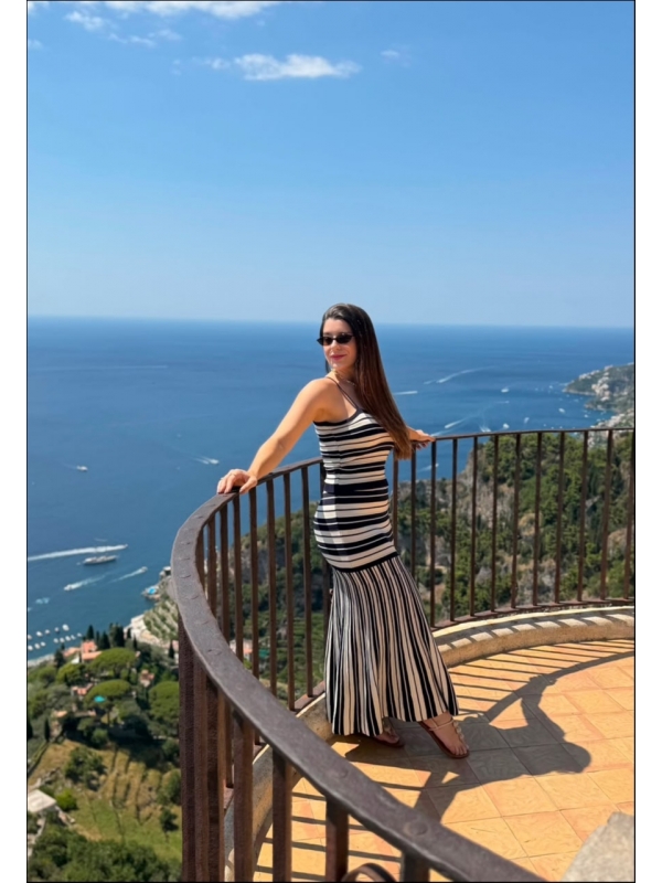 CONJUNTO POSITANO - LISTRADO - AZUL MARINHO