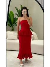 CONJUNTO PEPLUM ALBA - VERMELHO