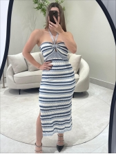 VESTIDO EMILY - AZUL BEBE COM AZUL ESCURO E OFF