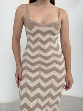 VESTIDO ZIGZAG LUREX - Areia com bege