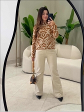 BLUSA JACARD MOUSSE - MOSTARDA