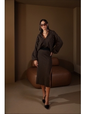 CONJUNTO LISTRADO MYLA - PRETO/CARAMELO