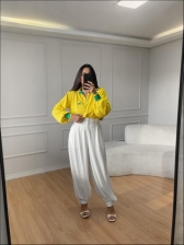 BLUSA MANGA BALÃO BANDEIRA - AMARELO