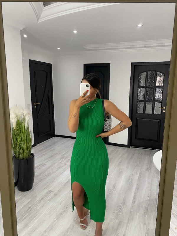 VESTIDO CANELADO LAUREN VERÃO - Verde bandeira