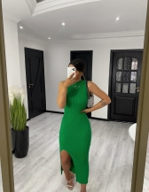 VESTIDO CANELADO LAUREN VERÃO - Verde bandeira