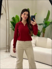BLUSA ARY MANGA LONGA LISA - VERMELHO