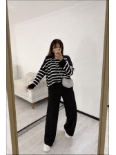 MAXI TRICOT LISTRAS CHLOE - PRETO/OFF WHITE