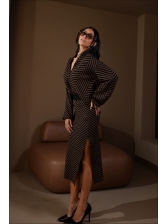 CONJUNTO LISTRADO MYLA - PRETO/CARAMELO