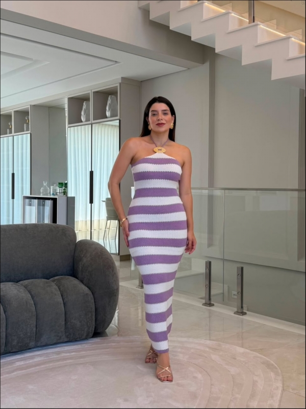 VESTIDO LISTRADO ANNE - LILAS