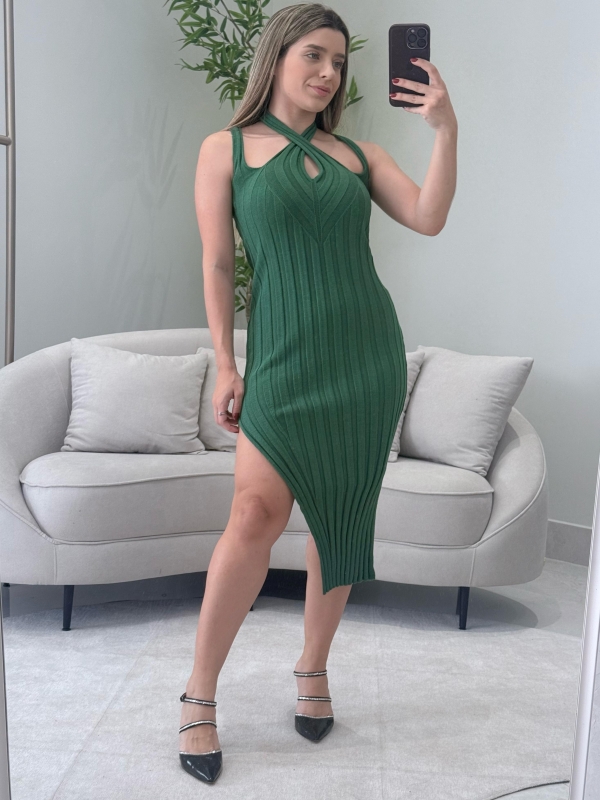VESTIDO TRANSPASSADO LYRA - Verde militar