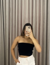TOP FAIXA CANELADO - PRETO