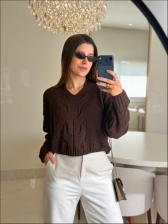 BLUSA TRANÇA MINEIA - MARROM