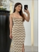 VESTIDO ZIGZAG LUREX - Areia com bege