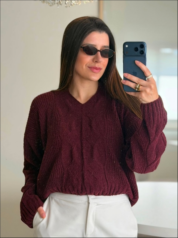BLUSA TRANÇA MINEIA - VINHO