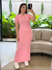 VESTIDO POLO RENDADO - ROSA ORQUÍDEA