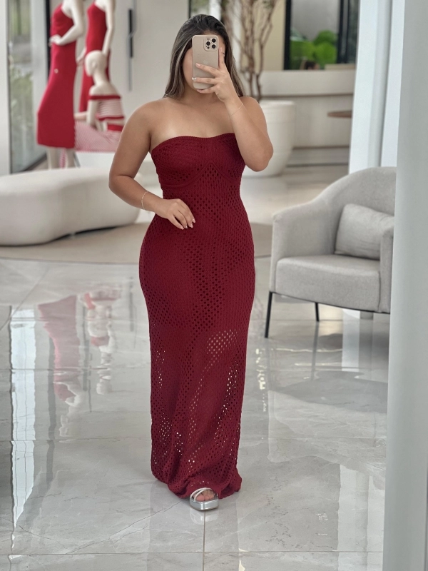 VESTIDO TOMARA QUE CAIA  SASHA - Vermelho cherry