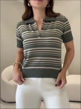 TSHIRT POLO LISTRAS - Verde militar com areia