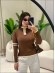 BLUSA BICOLOR DECOTE COM ZIPER - MARROM