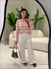 BLUSA PAMELA LISTRADA - ROSA BEBÊ/ OFF WHITE