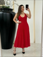 VESTIDO PLISSADO MAYARA - VERMELHO