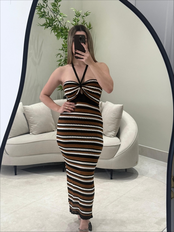 VESTIDO EMILY - Preto com marrom