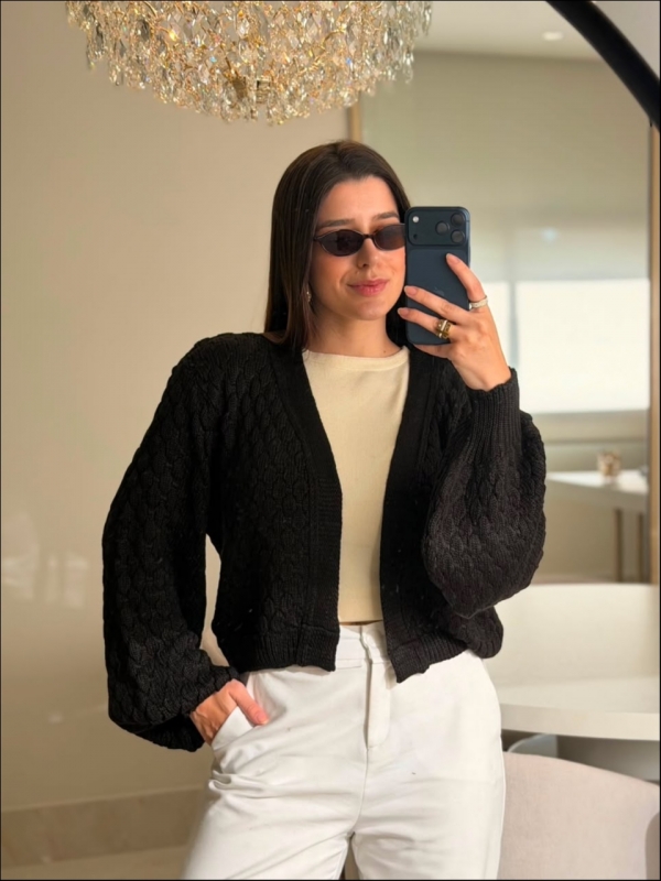 CASACO RELEVO NINA - PRETO