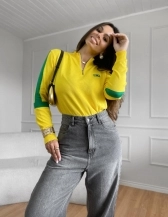 BLUSA BANDEIRA ZIPER BRANCO/VERDE BANDEIRA M