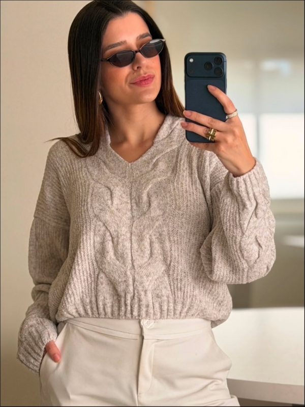 BLUSA TRANÇA MINEIA - BRANCO MESCLA