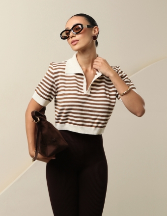 CROPPED POLO LISTRADO FABIANE