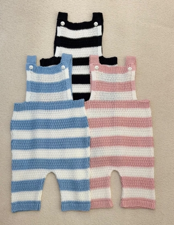 SALOPETE LISTRADA TRICOT BEBÊ