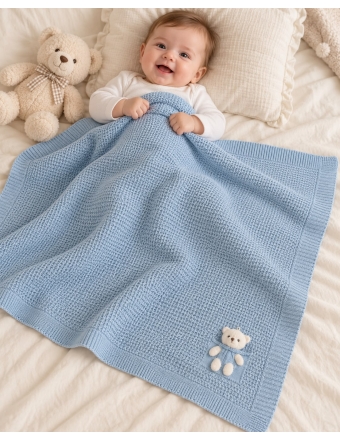 MANTA BEBÊ TRICOT URSO