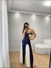 VESTIDO LOS ANGELES - AZUL MARINHO/OFF WHITE