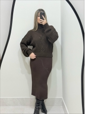 CROPPED RELEVO MAQUINA 3 GOLA ALTA - Marrom