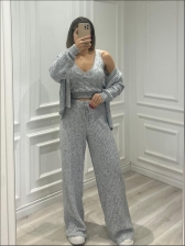 CONJUNTO MOUSSE TRES PEÇAS - CINZA
