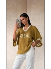 BLUSA AMPLA BRASIL LISA - MOSTARDA