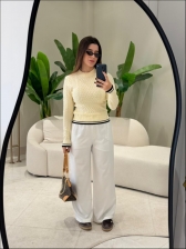 BLUSA BICOLOR VANESSA - OFF WHITE/ PRETO