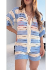 CONJUNTO SHORT ELIS - OFF WHITE/ AZUL BEBE