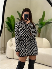 CONJUNTO SAIA JACARD MOUSSE - PRETO COM BRANCO