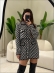 CONJUNTO SAIA JACARD MOUSSE - PRETO COM BRANCO