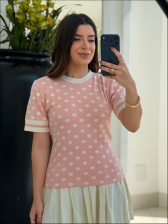 TSHIRT POÁ - ROSA BEBÊ/ OFF WHITE