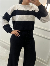 CONJUNTO MOUSSE LISTRADO CAROL - PRETO