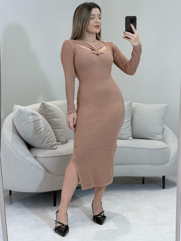 VESTIDO MODAL VERIDIANA - Bege novo