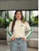BLUSA FRIDDA BANDEIRA - OFF WHITE COM VERDE
