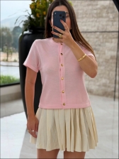 TSHIRT BOTÕES LARI - ROSA BEBE