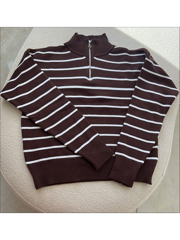 BLUSA ZIPER KEITY - MARROM COM OFF